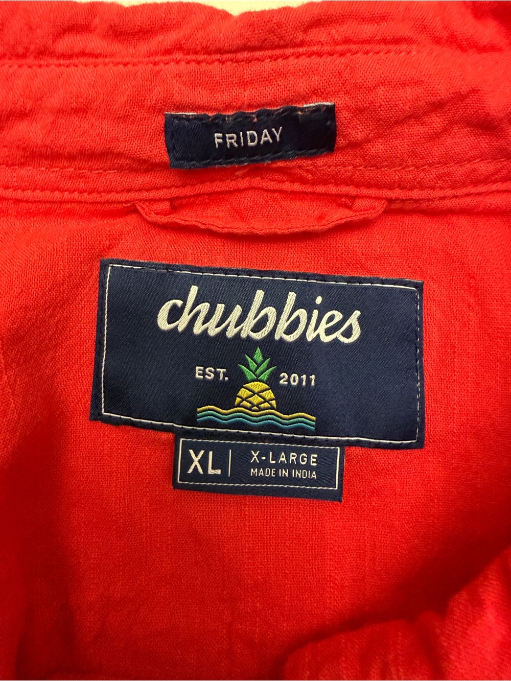 Chubbies Friday button-up, short sleeve shirt - red - size XL - Picture 6 of 9